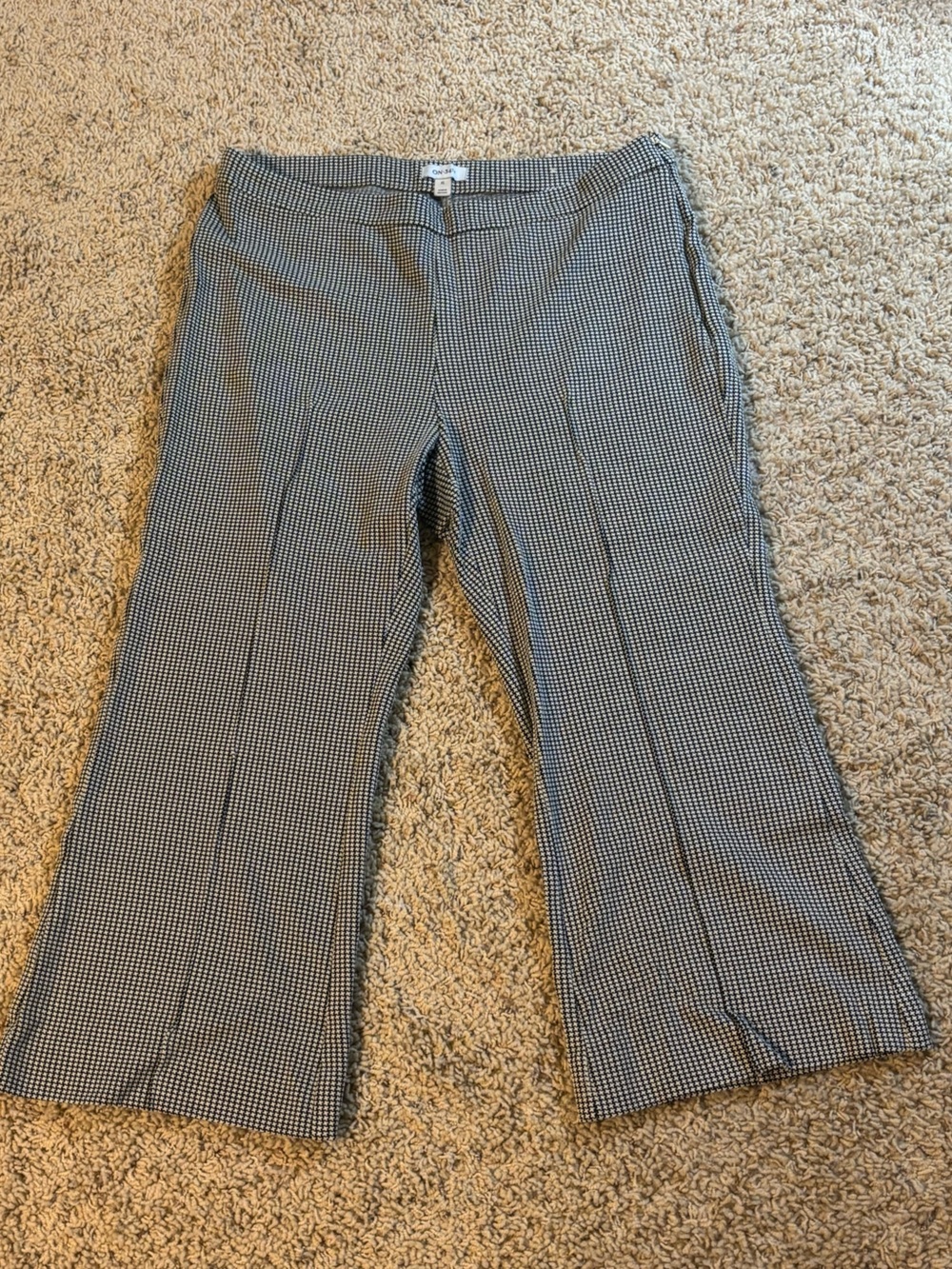Women's Black & White Houndstooth Wide-Leg Pants XL